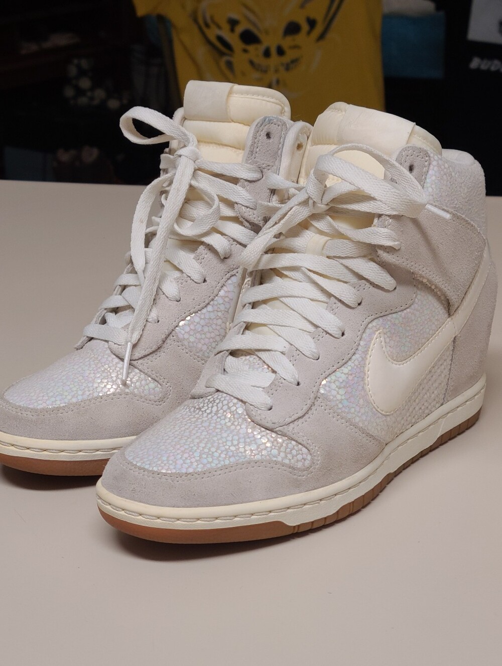 Nike Dunk Hi Premium Metallic Luster Sail wedge skateboard sneakers size 8